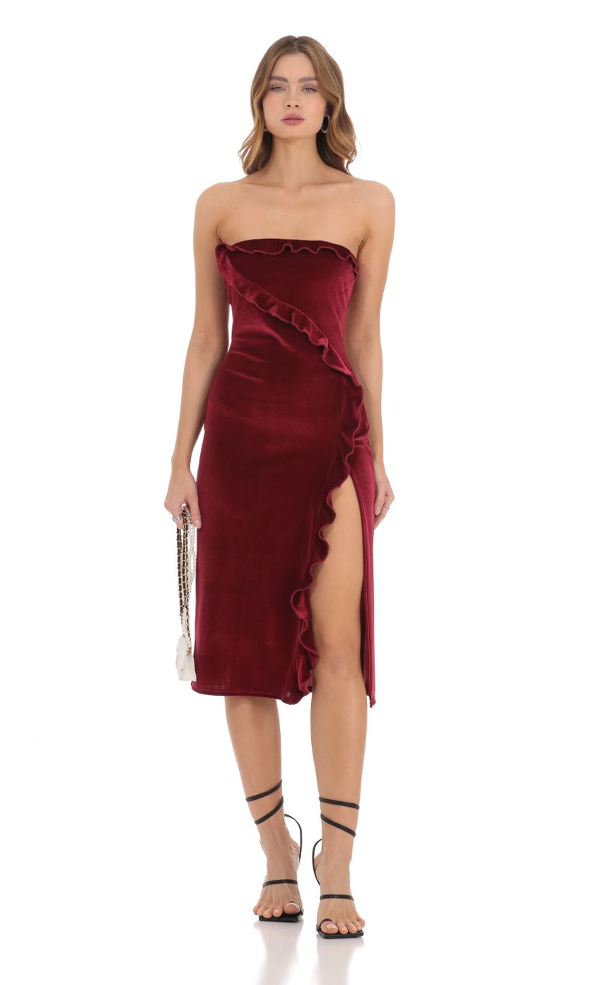 Women Maroon Velour Tie Hem Mini Dress