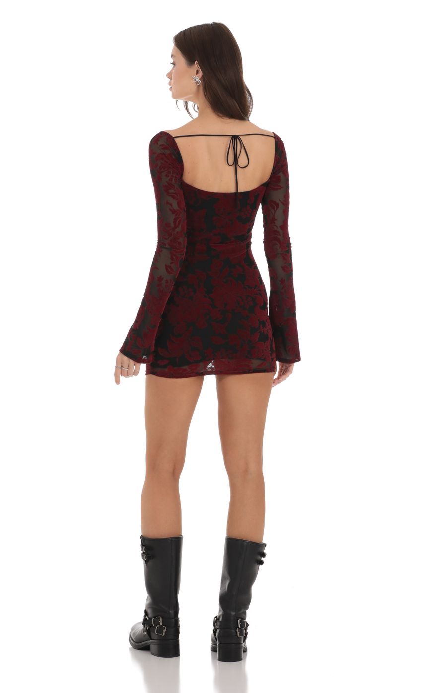 Picture Velvet Floral Long Sleeve Bodycon Dress in Black. Source: https://media.lucyinthesky.com/data/Nov23/850xAUTO/6bfd026c-defe-42fc-91ef-2112f2469bb8.jpg