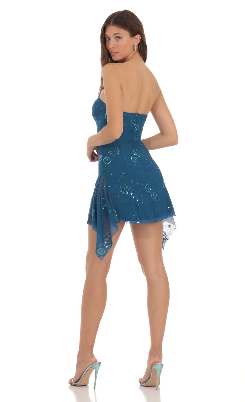 Picture Sequin Sequin Double Slit Strapless Dress in Blue. Source: https://media.lucyinthesky.com/data/Nov23/850xAUTO/7cd4656b-3e95-451b-b4f8-8e9b75958fa7.jpg