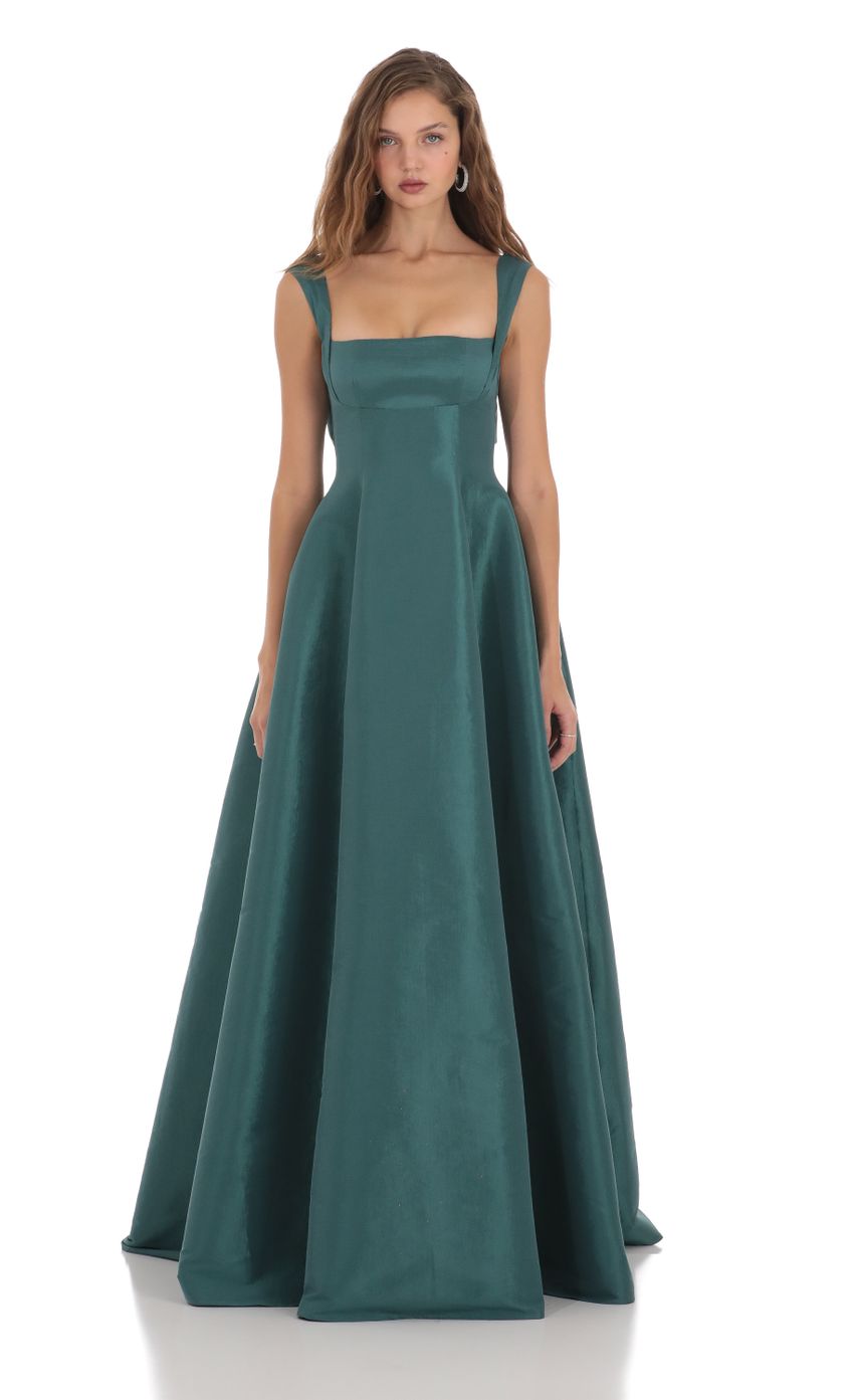 Picture Square Neck Fit and Flare Maxi Dress in Green. Source: https://media.lucyinthesky.com/data/Nov23/850xAUTO/a348ddb6-0236-4299-b28f-d57de8a4133e.jpg