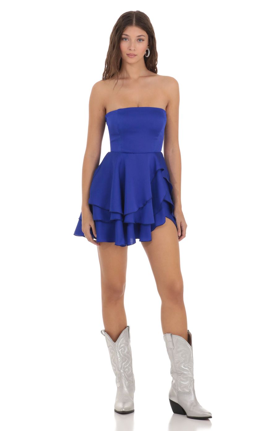 Picture Satin Strapless Asymmetrical Dress in Blue. Source: https://media.lucyinthesky.com/data/Nov23/850xAUTO/aacc5eb7-02cd-4dba-8019-fbb3591244ce.jpg