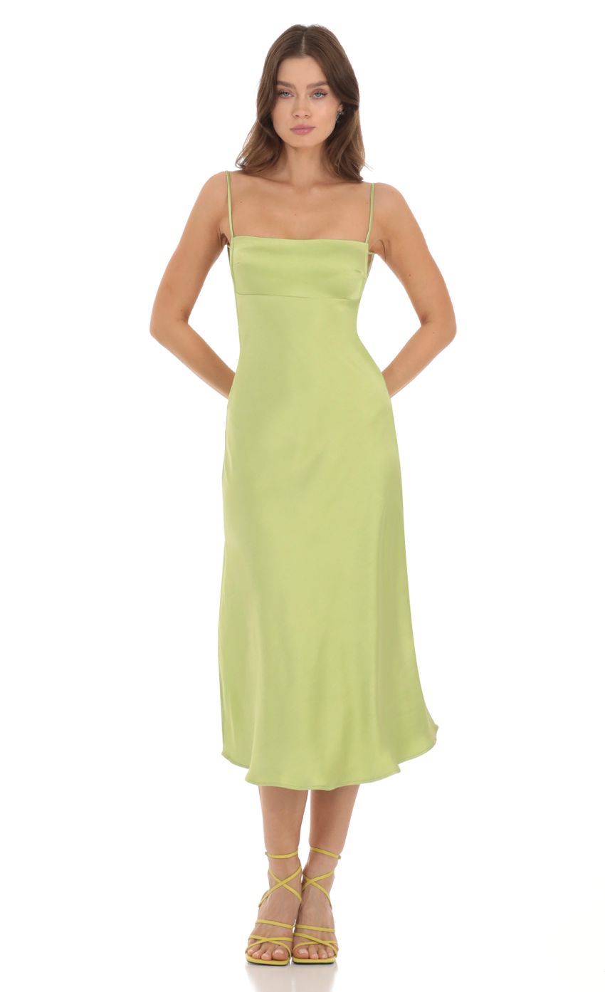 Picture Satin Open Back Dress in Lime Green. Source: https://media.lucyinthesky.com/data/Nov23/850xAUTO/ac01fcdb-685a-4f92-a44c-0b6406321d3f.jpg