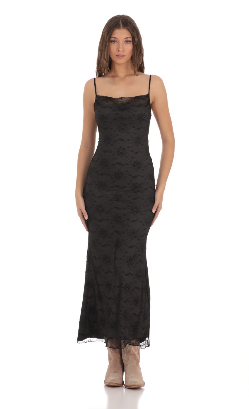Picture Mesh Lace Maxi Dress in Black. Source: https://media.lucyinthesky.com/data/Nov23/850xAUTO/aee1bef2-b802-487b-8325-11e7476f4ec5.jpg