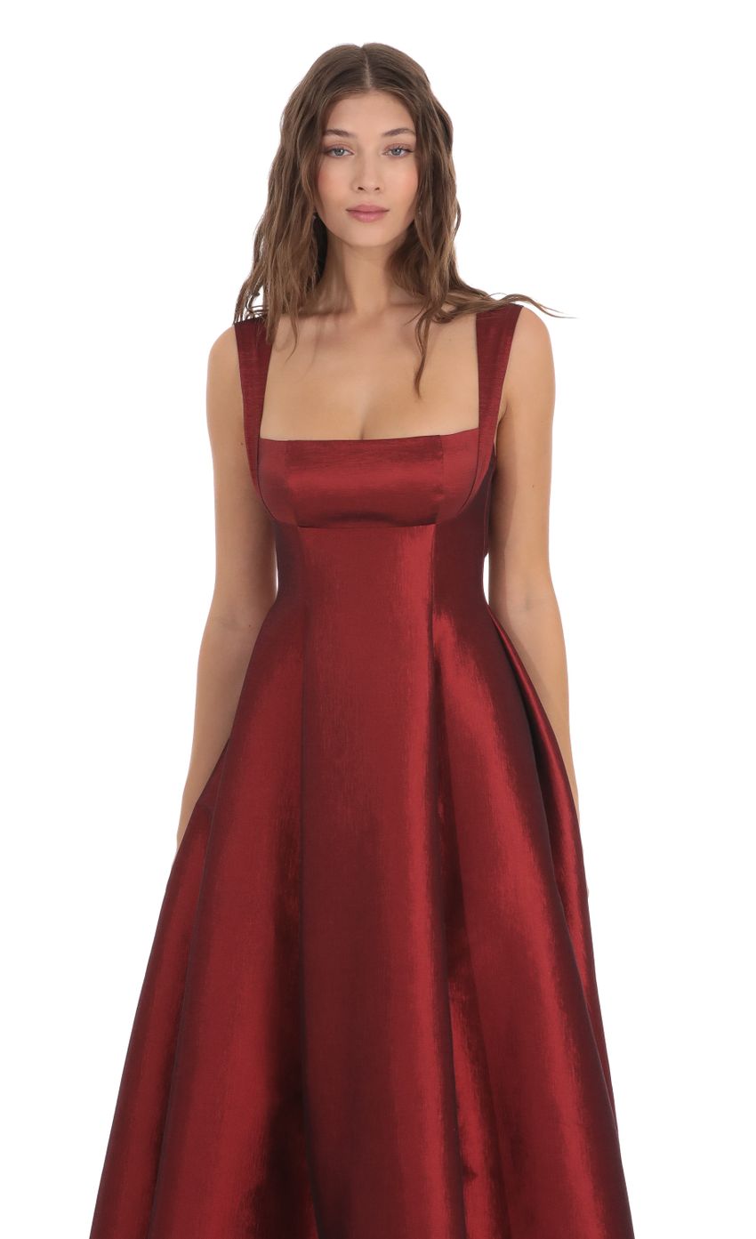 Picture Square Neck Fit and Flare Maxi Dress in Maroon. Source: https://media.lucyinthesky.com/data/Nov23/850xAUTO/e2c55ea5-ecad-4887-a5c3-3cdd017ab493.jpg