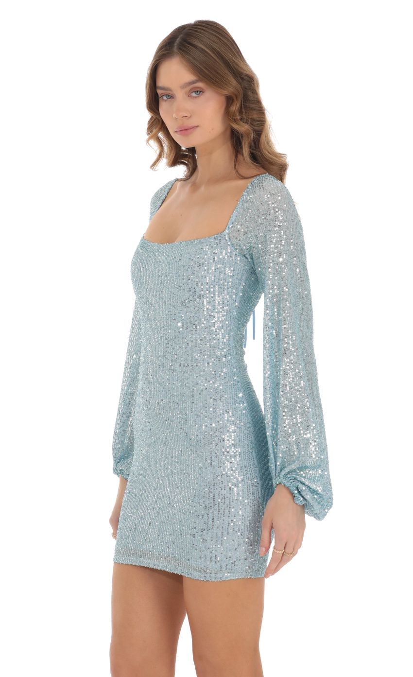 Picture Shantelle Sequin Long Sleeve Dress in Blue. Source: https://media.lucyinthesky.com/data/Nov23/850xAUTO/e6c965c7-1ccf-4d68-989c-24a96a04ed62.jpg