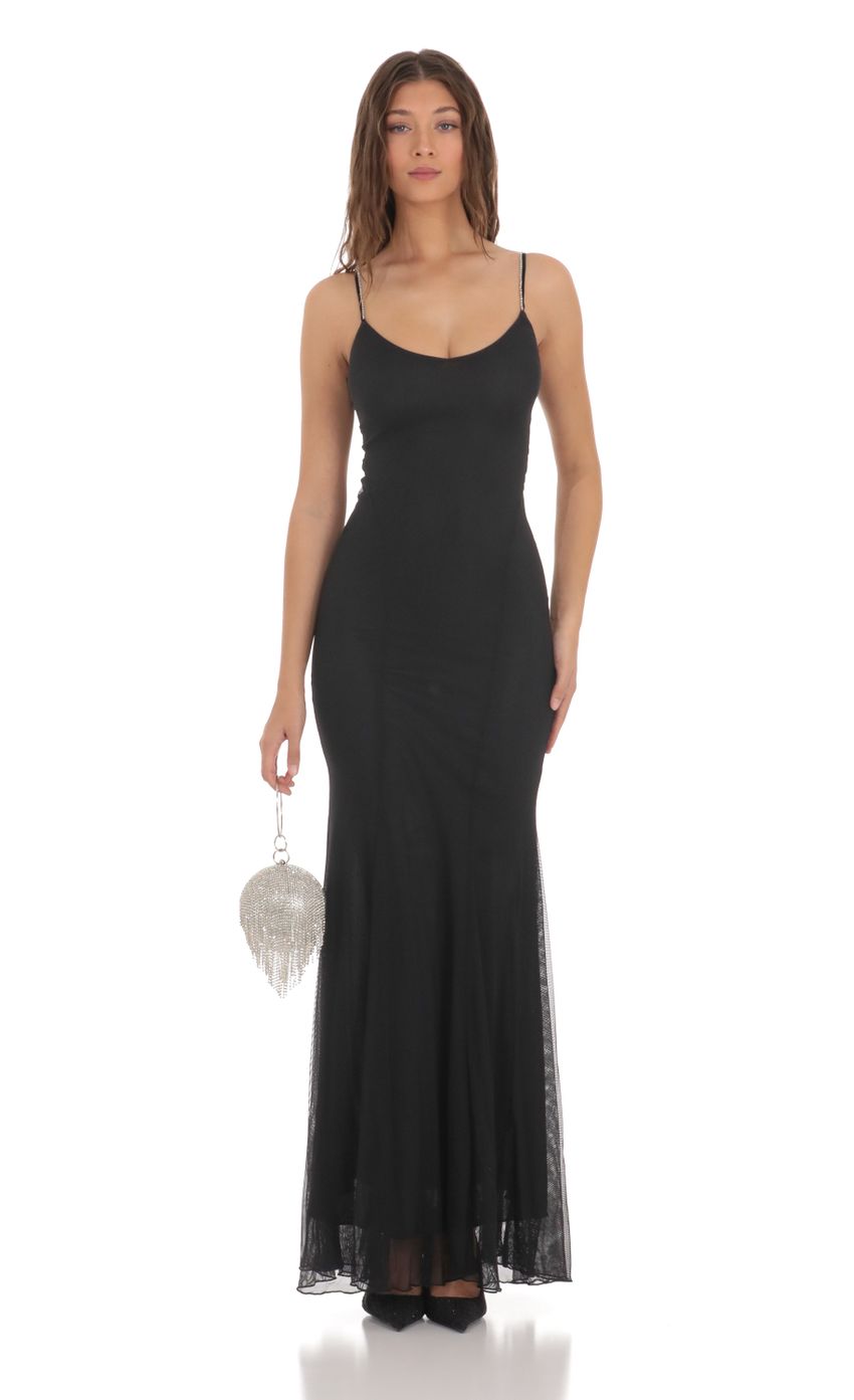 Picture Rhinestone Open Back Shimmer Dress in Black. Source: https://media.lucyinthesky.com/data/Nov23/850xAUTO/eca9abe6-2ffb-49f7-a1f3-7fdaeb8be2d9.jpg