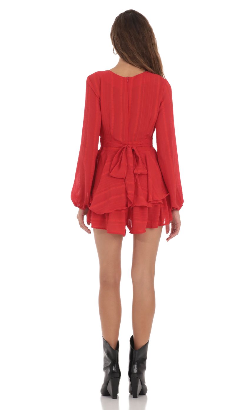 Picture Long Sleeve Wrap Romper in Red. Source: https://media.lucyinthesky.com/data/Nov23/850xAUTO/eecdd30d-7f59-43a0-a113-1456d5ad9393.jpg