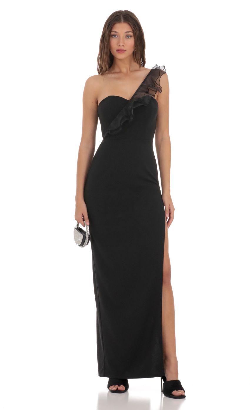 Picture Corset Cross One Shoulder Dress in Black. Source: https://media.lucyinthesky.com/data/Nov23/850xAUTO/fa08c89c-64a0-4977-ad1e-1d82bc59531b.jpg