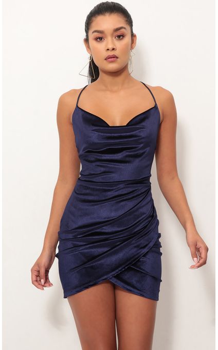 Party dresses > Velvet Tulip Dress In Midnight Blue