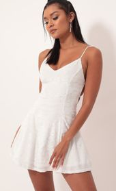 Picture thumb Floral Burnout Velvet A-line Dress In White. Source: https://media.lucyinthesky.com/data/Oct19_1/170xAUTO/781A6481.JPG