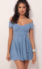 Picture thumb Ambrose Pleated A-line Dress in Blue. Source: https://media.lucyinthesky.com/data/Oct19_2/170xAUTO/781A7867.JPG