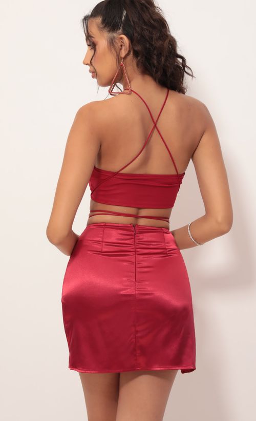 Picture Leslie Satin Slit Set in Deep Red. Source: https://media.lucyinthesky.com/data/Oct19_2/500xAUTO/781A6967.JPG