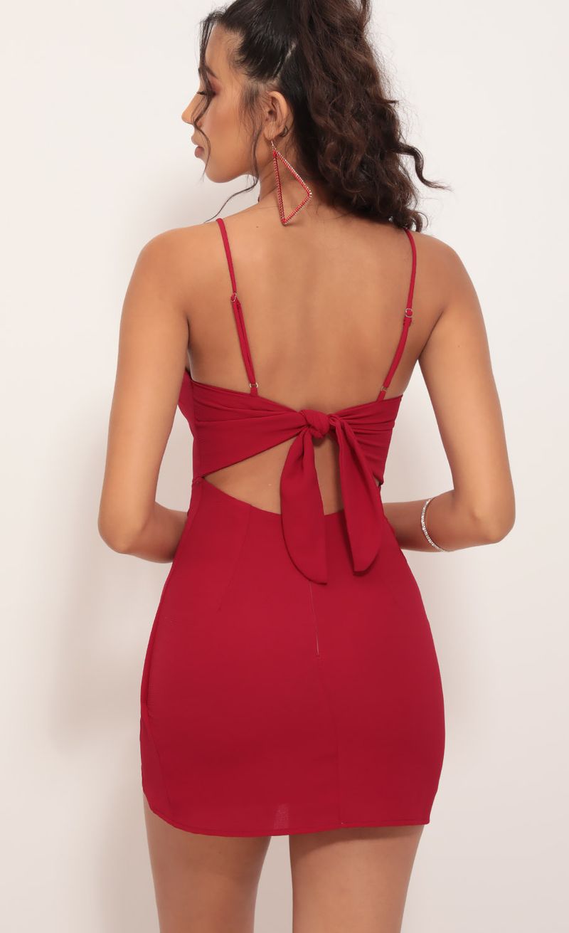 Picture Double Tie Wrap Dress In Ruby Red. Source: https://media.lucyinthesky.com/data/Oct19_2/800xAUTO/781A6897.JPG