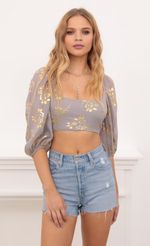 Picture Vanessa Corset Top in Grey and Gold Floral. Source: https://media.lucyinthesky.com/data/Oct20_1/150xAUTO/1V9A2669_2.JPG