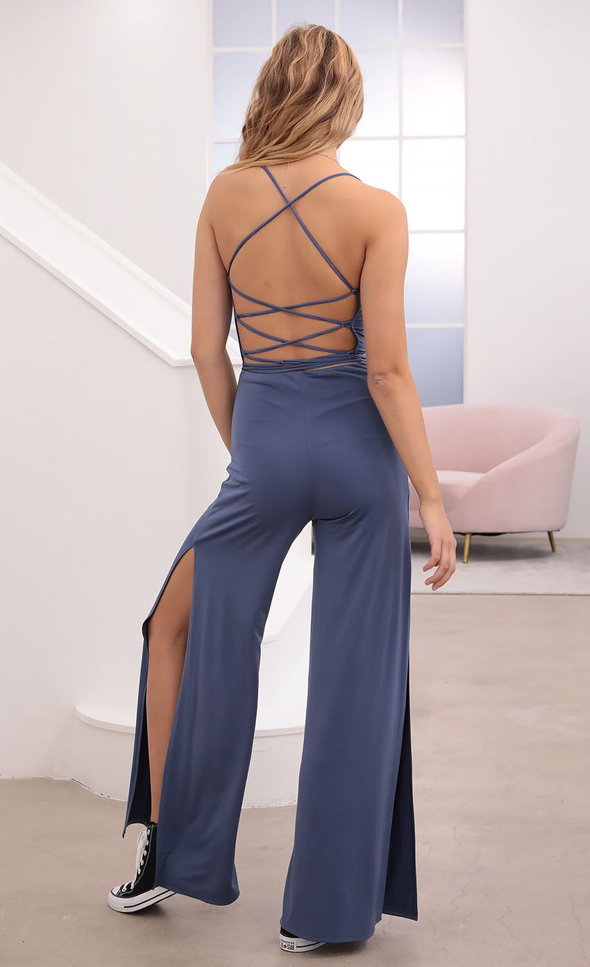 Picture Eliana Cowl Neck Jumpsuit in Blue. Source: https://media.lucyinthesky.com/data/Oct20_1/850xAUTO/781A8125.JPG