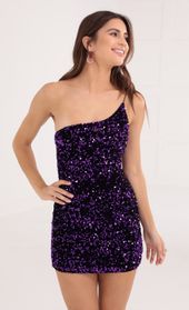 Picture thumb Elida One Shoulder Sequin Dress in Purple. Source: https://media.lucyinthesky.com/data/Oct21_1/170xAUTO/1V9A5059.JPG