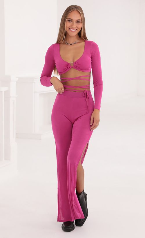 Picture Oakley Two Piece Set in Fuschia. Source: https://media.lucyinthesky.com/data/Oct21_1/500xAUTO/1V9A5254.JPG