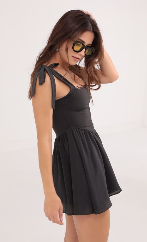 Picture Lanni Fit and Flare Dress in Black. Source: https://media.lucyinthesky.com/data/Oct21_1/500xAUTO/1V9A7920.JPG