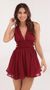 Picture Babette Plunge A-Line Dress in Burgundy. Source: https://media.lucyinthesky.com/data/Oct21_1/50x90/1V9A0893.JPG