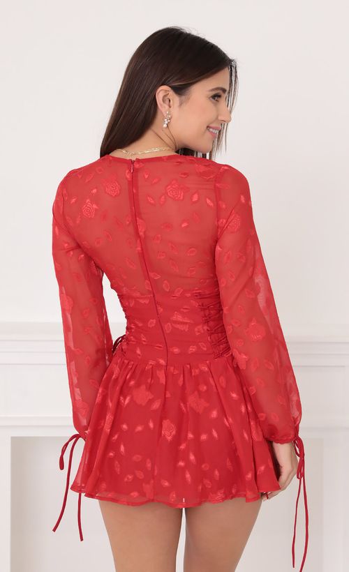 Picture Akari Floral Chiffon Dress in Red. Source: https://media.lucyinthesky.com/data/Oct21_2/500xAUTO/1V9A2140.JPG