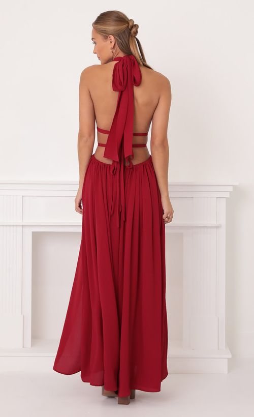Picture Malia Cutout Maxi Dress in Red. Source: https://media.lucyinthesky.com/data/Oct21_2/500xAUTO/1V9A2753.JPG