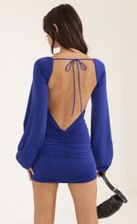 Picture Kirsten Sequin Open Back Long Sleeve Dress in Blue. Source: https://media.lucyinthesky.com/data/Oct22/150xAUTO/3f58144f-fb75-4290-b957-95558130dfd8.jpg