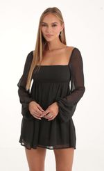 Picture Shayla Crinkle Long Sleeve Baby Doll Dress in Purple. Source: https://media.lucyinthesky.com/data/Oct22/150xAUTO/5cb3aacb-44ac-48b5-b147-d0f963f17a87.jpg
