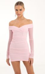 Picture Polina Mesh Long Sleeve Dress in Pink. Source: https://media.lucyinthesky.com/data/Oct22/150xAUTO/5cf1439b-ce97-4d11-89f4-dcb3cfdb27c4.jpg