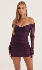 Picture Polina Mesh Long Sleeve Dress in Purple. Source: https://media.lucyinthesky.com/data/Oct22/150xAUTO/8e5c0689-b725-424b-8878-e0547ce09457.jpg