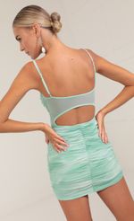 Picture Marsha Mesh Ruched Bodycon Dress in Blue. Source: https://media.lucyinthesky.com/data/Oct22/150xAUTO/cbced4d6-1dae-4adf-a3f1-40f50e2cff78.jpg