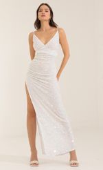 Picture Rochelle Velvet Sequin Maxi Dress in White. Source: https://media.lucyinthesky.com/data/Oct22/150xAUTO/d2d6886d-1eef-4c9d-86d0-1cc500b469c3.jpg