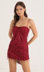 Picture Gatsby Sequin Fringe Dress in Red. Source: https://media.lucyinthesky.com/data/Oct22/150xAUTO/eb25a5f8-c6e7-440b-98ab-a49a484acca6.jpg