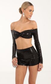 Picture thumb North Sequin Two Piece Set in Black. Source: https://media.lucyinthesky.com/data/Oct22/170xAUTO/5e2ef994-9609-4ad3-b047-403a8349d380.jpg