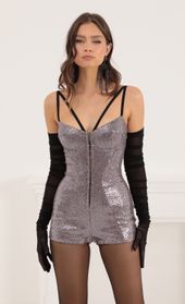 Picture thumb Rada Sequin Hook and Eye Romper in Rose Gold. Source: https://media.lucyinthesky.com/data/Oct22/170xAUTO/8ddc8bdf-6e89-4852-b832-da6597019f49.jpg