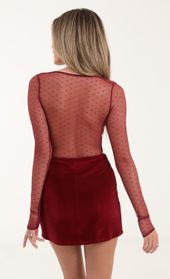 Picture thumb Mildred Dotted Mesh Long Sleeve Cutout Dress in Red. Source: https://media.lucyinthesky.com/data/Oct22/170xAUTO/91aa45a3-6721-47ae-a489-41212d48b609.jpg