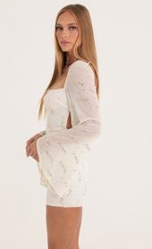 Picture thumb Korra Mesh Sequin Flare Sleeve Dress in White. Source: https://media.lucyinthesky.com/data/Oct22/170xAUTO/9e83c82c-dce1-44ae-b812-f5909313118d.jpg