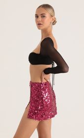 Picture thumb Lilla Sequin Mesh Mini Skirt in Pink. Source: https://media.lucyinthesky.com/data/Oct22/170xAUTO/aaa2fcf1-5e6d-48c8-9577-900ca426c921.jpg