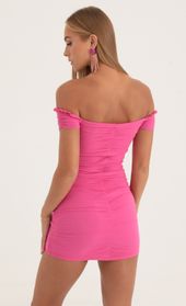 Picture thumb Doris Mesh Off The Shoulder Dress in Pink. Source: https://media.lucyinthesky.com/data/Oct22/170xAUTO/b1349f2a-4969-4b2c-afbd-21640d0bc137.jpg