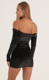 Picture thumb Meztli Velvet Glitter Off The Shoulder Dress in Black. Source: https://media.lucyinthesky.com/data/Oct22/170xAUTO/bc19d445-c653-436d-ab85-429bde88e68e.jpg