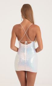 Picture thumb Holly Iridescent Sequin Ruched Cross-Back Dress in White. Source: https://media.lucyinthesky.com/data/Oct22/170xAUTO/c05266a2-d9f1-46f7-a262-b89dd805dc01.jpg