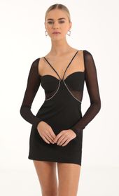 Picture thumb Rania Rhinestone Mesh Cutout Dress in Black. Source: https://media.lucyinthesky.com/data/Oct22/170xAUTO/d21a0802-2105-4a56-8941-e0d9d886d281.jpg