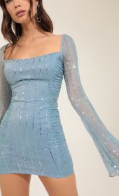 Picture thumb Sarai Metallic Sequin Ruched Bodycon Dress in Blue. Source: https://media.lucyinthesky.com/data/Oct22/170xAUTO/e5d97d24-9c5a-4118-bbbd-fbe71bb75a40.jpg