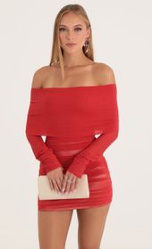 Picture thumb Luisa Mesh Off The Shoulder Long Sleeve Dress in Red. Source: https://media.lucyinthesky.com/data/Oct22/170xAUTO/ee0941d8-5e21-4cbf-b488-366a6cac2203.jpg