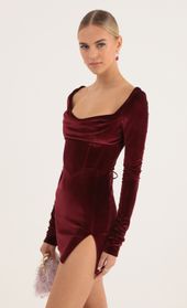 Picture thumb Kaya Velvet Long Sleeve Corset Dress in Red. Source: https://media.lucyinthesky.com/data/Oct22/170xAUTO/fb3fdbb3-53e8-483f-a24c-2ba7234d3e6b.jpg