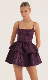 Picture thumb Suzanne Floral Jacquard Ruffle Dress in Purple. Source: https://media.lucyinthesky.com/data/Oct22/170xAUTO/fecdb715-178d-47ee-9a96-d1cab114d6f9.jpg