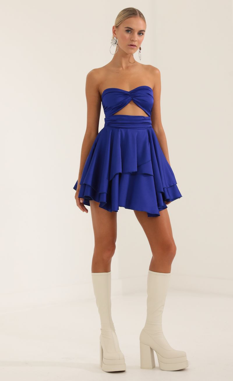 Picture Bonny Satin Off The Shoulder Dress in Blue. Source: https://media.lucyinthesky.com/data/Oct22/800xAUTO/155a1577-55ad-4d40-b325-db917bd043cd.jpg