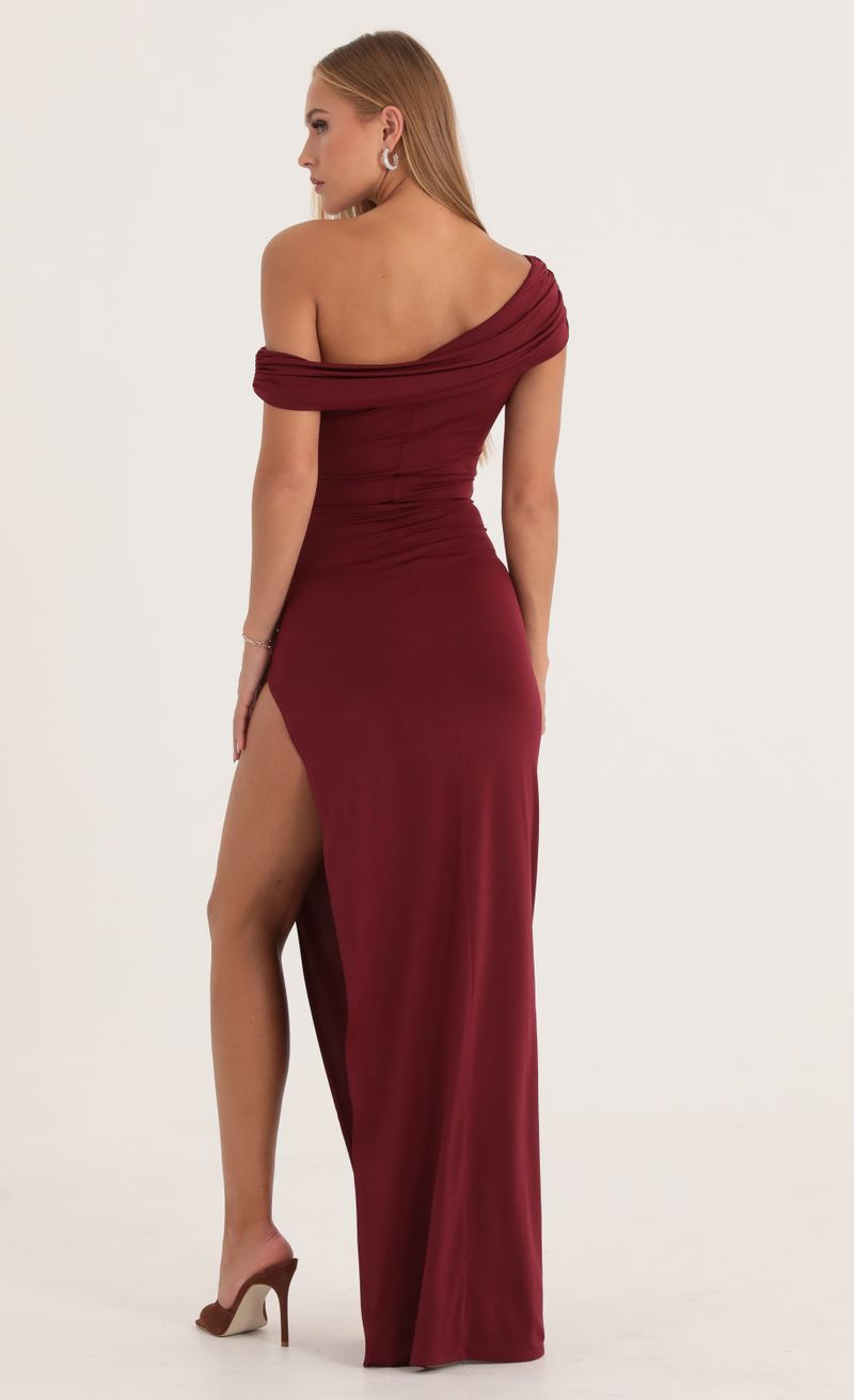 Picture Liberty One Shoulder Maxi Dress in Red. Source: https://media.lucyinthesky.com/data/Oct22/800xAUTO/222afcb1-7db3-48f9-93ab-8e4028309e87.jpg