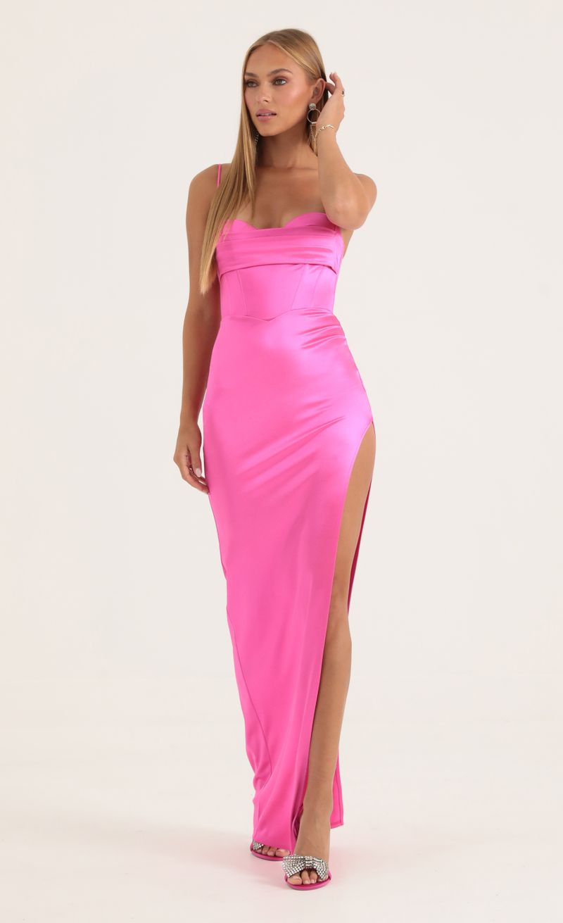 Picture Harley Satin Corset Maxi Dress in Pink. Source: https://media.lucyinthesky.com/data/Oct22/800xAUTO/351c2740-3d83-4427-9a83-ae833405eaf0.jpg