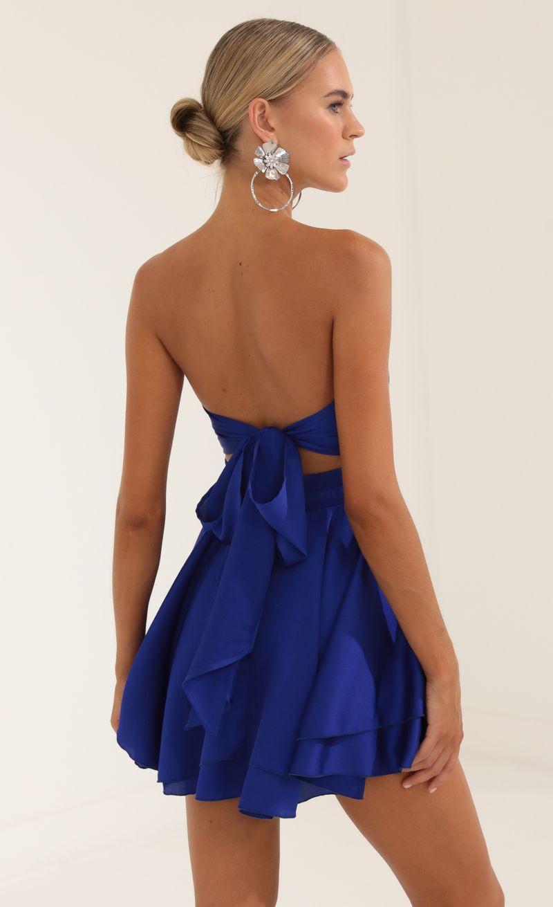 Picture Bonny Satin Off The Shoulder Dress in Blue. Source: https://media.lucyinthesky.com/data/Oct22/800xAUTO/802b6e4a-304b-46d2-9cbc-862f8a2197df.jpg