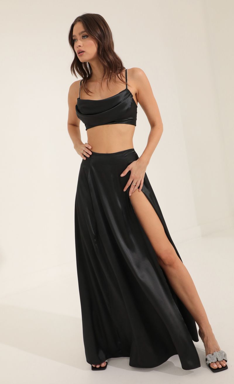 Picture Aggie Two Piece Maxi Skirt Set in Black. Source: https://media.lucyinthesky.com/data/Oct22/800xAUTO/a32c834d-311d-4926-8359-f960eb31c1fe.jpg